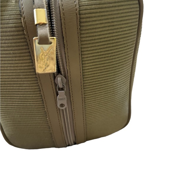 YSL Leather and Fabric Duffel Bag! Vintage Green/Taupe - Picture 7 of 16